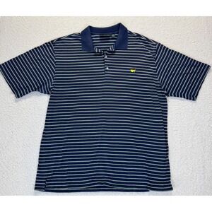 Amen Corner Masters Golf Polo Shirt Navy Blue Green Striped, Men's XL